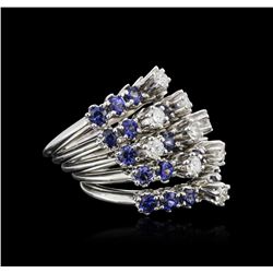 14KT White Gold 5.72ctw Sapphire and Diamond Ring