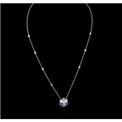 14KT White Gold 1.44ctw Tanzanite and Diamond Necklace