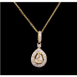 1.49ctw Yellow Diamond Pendant With Chain - 14KT White Gold