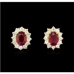 1.65ctw Ruby and Diamond Earrings - 18KT Yellow Gold