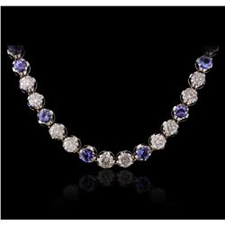 14KT White Gold 25.92ctw Tanzanite and Diamond Necklace