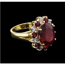 8.73ctw Ruby and Diamond Ring - 14KT Yellow Gold