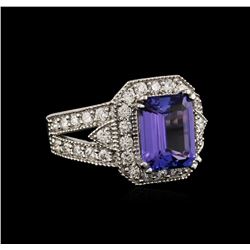 14KT White Gold 3.83ct Tanzanite and Diamond Ring