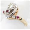 Image 7 : 0.20ctw Diamond and Ruby Ring - 14KT Yellow Gold