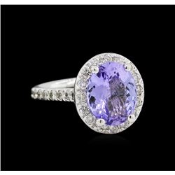 2.94ct Tanzanite and Diamond Ring - 14KT White Gold