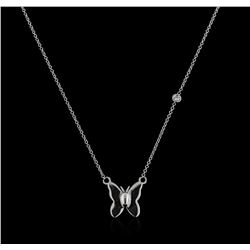 14KT White Gold 0.03ct Diamond Butterfly Necklace