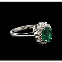 1.00ct Emerald and Diamond Ring - 18KT White Gold