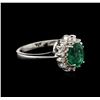 1.00ct Emerald and Diamond Ring - 18KT White Gold