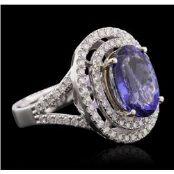 14KT Two-Tone 4.50ct Tanzanite and Diamond Ring