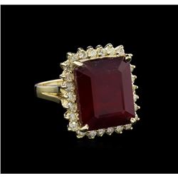 15.48ct Ruby and Diamond Ring - 14KT Yellow Gold