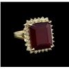 Image 1 : 15.48ct Ruby and Diamond Ring - 14KT Yellow Gold