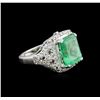 Image 1 : 5.87ct Emerald and Diamond Ring - 14KT White Gold