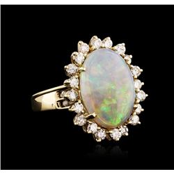 14KT Yellow Gold 6.16ct Opal and Diamond Ring