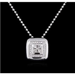 0.23ctw Diamond Pendant With Chain - 18KT White Gold