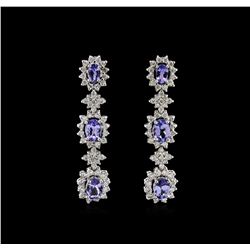 4.48ctw Tanzanite and Diamond Earrings - 14KT White Gold