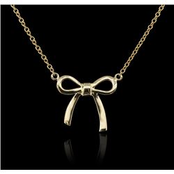 14KT Yellow Gold 0.05ctw Diamond Bow Necklace