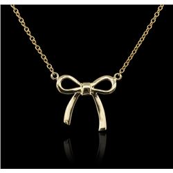 14KT Yellow Gold 0.05ctw Diamond Bow Necklace