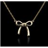 Image 1 : 14KT Yellow Gold 0.05ctw Diamond Bow Necklace