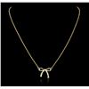 Image 2 : 14KT Yellow Gold 0.05ctw Diamond Bow Necklace