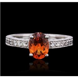 14KT White Gold 1.30ct Spessartite and Diamond Ring