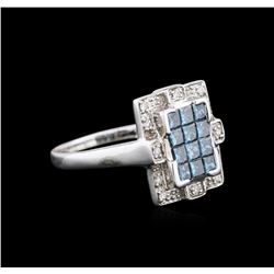 14KT White Gold 0.94ctw Blue Diamond Ring