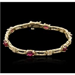 14KT Yellow Gold 2.82ctw Ruby and Diamond Bracelet