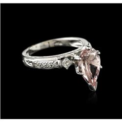 14KT White Gold 2.23ct Morganite and Diamond Ring