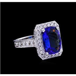 4.85ct Tanzanite and Diamond Ring - 14KT White Gold