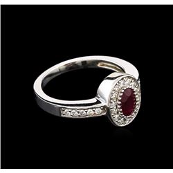 0.85ct Ruby and Diamond Ring - 14KT White Gold