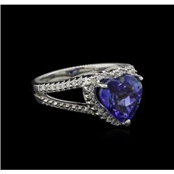 4.45ct Tanzanite and Diamond Ring - 14KT White Gold