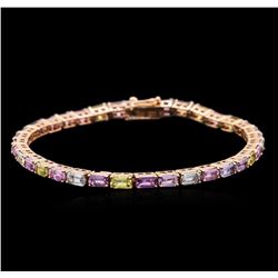 14KT Rose Gold 12.02ctw Multicolor Sapphire Bracelet