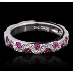 18KT White Gold Pink Sapphire and Diamond Ring