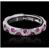 Image 1 : 18KT White Gold Pink Sapphire and Diamond Ring