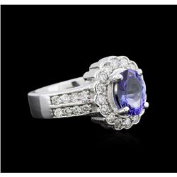 1.72ct Tanzanite and Diamond Ring - 14KT White Gold