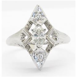 0.35ctw Vintage Diamond Ring - 18KT White Gold