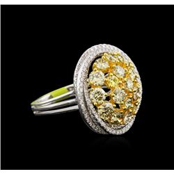 3.42ctw Fancy Yellow Diamond Ring - 14KT Two-Tone Gold