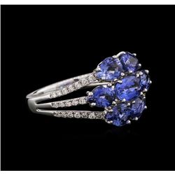 3.21ctw Sapphire and Diamond Ring - 18KT White Gold