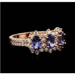 14KT Rose Gold 1.32ctw Tanzanite and Diamond Ring