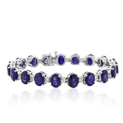 14KT White Gold 31.32ctw Corundum and Diamond Bracelet