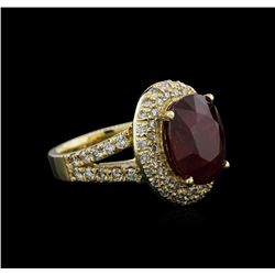 14KT Yellow Gold 6.68ct Ruby and Diamond Ring