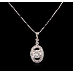 0.90ctw Diamond Pendant With Chain - 14KT White Gold