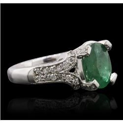 14KT White Gold 3.01ct Emerald and Diamond Ring