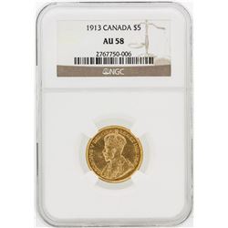 $5 1913 NGC AU58 Canada Gold Coin