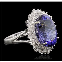 14KT White Gold 11.01ct GIA Certified Tanzanite and Diamond Ring