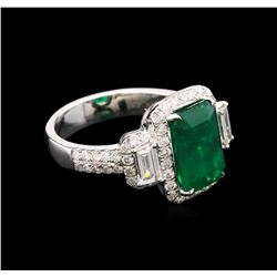 3.57ct Emerald and Diamond Ring - 14KT White Gold