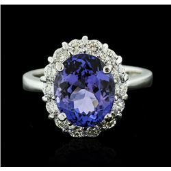 14KT White Gold 3.21ct Tanzanite and Diamond Ring