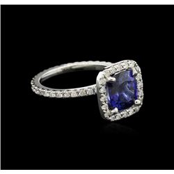 2.80ct Blue Sapphire and Diamond Ring - 14KT White Gold