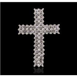 14KT White Gold 0.34ctw Diamond Cross Pendant