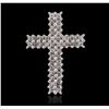 Image 1 : 14KT White Gold 0.34ctw Diamond Cross Pendant