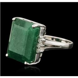 14KT White Gold 20.82 Emerald and Diamond Ring